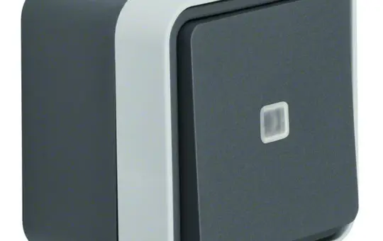 BERKER 30763525 Aufputz-Wippschalter W.1 Wechselschalter, beleuchtet | grau/lichtgrau matt