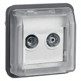 BERKER 12033545 Antennendose AP/UP W.1 2-fach, TV, Einzel | grau matt