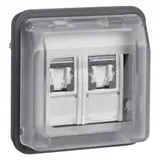 BERKER 14103505 Netzwerkdose W.1 2-fach, Cat. 6 | grau/lichtgrau matt