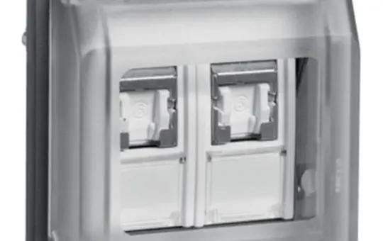 BERKER 14103505 Netzwerkdose W.1 2-fach, Cat. 6 | grau/lichtgrau matt