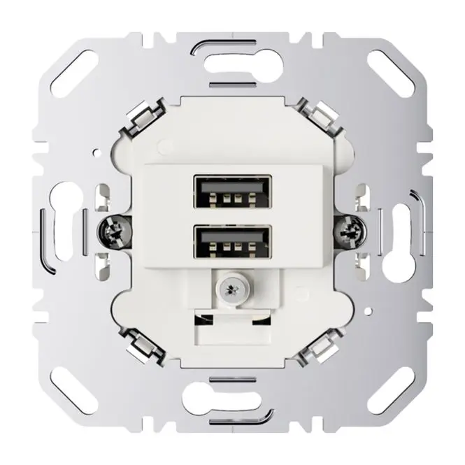 BERKER 260209 USB Ladesteckdose 230V 2-fach 3,0A eckiger Tragring Polarweiß matt