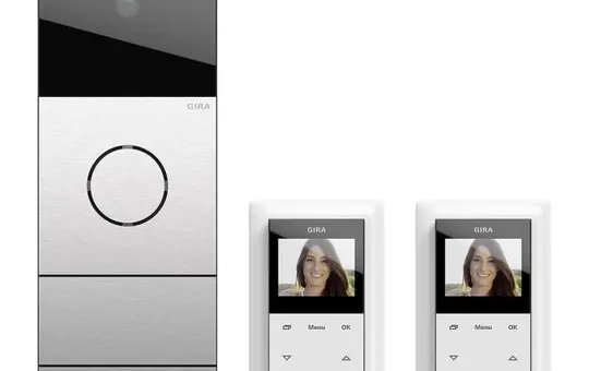 GIRA 2417000 TKS-Komplettpaket System 106 Video, Zweifamilienhaus | edelstahl | 2,2 Zoll