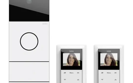 GIRA 2417902 TKS-Komplettpaket System 106 Video, Zweifamilienhaus | verkehrsweiß (lackiert) | 2,2 Zoll