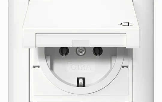 GIRA 415703 SCHUKO-Steckdose komplett System 55 1-fach, IP44 | reinweiß glänzend