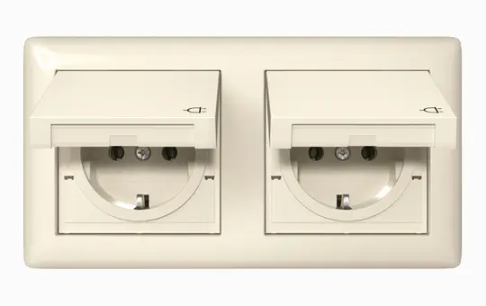GIRA 415801 SCHUKO-Steckdose komplett System 55 2-fach, IP44 | cremeweiß glänzend