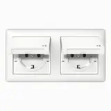 GIRA 415803 SCHUKO-Steckdose komplett System 55 2-fach, IP44 | reinweiß glänzend