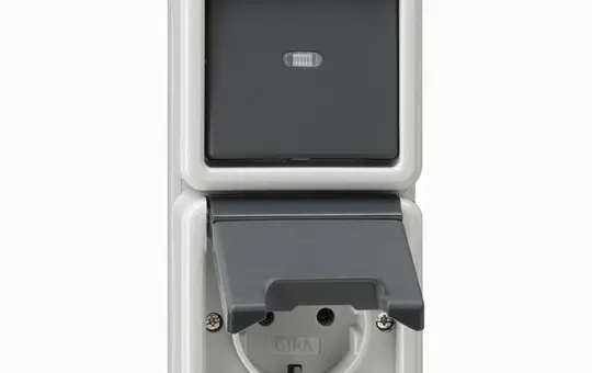 GIRA 417630 Aufputzkombination WG AP 2-fach, senkrecht, Wechselschalter | grau