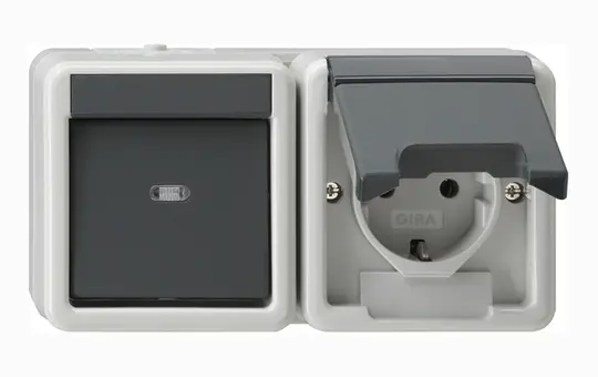 GIRA 417730 Aufputzkombination WG AP 2-fach, waagerecht, Wechselschalter | grau