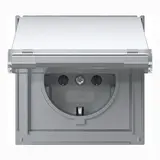 GIRA 441065 SCHUKO-Steckdose TX_44 Klappdeckel, Schriftfeld | alu