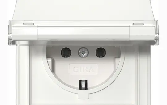 GIRA 441066 SCHUKO-Steckdose TX_44 Klappdeckel, Schriftfeld | reinweiß
