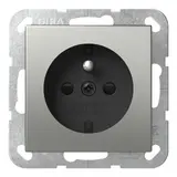 GIRA 4485600 internationale Steckdose System 55 FR/BE, Berührungsschutz | edelstahl