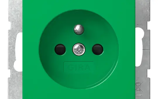 GIRA 4485107 internationale Steckdose System 55 FR/BE, Berührungsschutz | grün