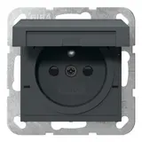 GIRA 448828 internationale Steckdose System 55 FR/BE, Berührungsschutz, Klappdeckel | anthrazit