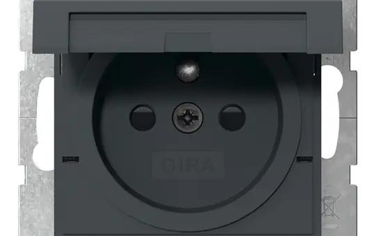 GIRA 448828 internationale Steckdose System 55 FR/BE, Berührungsschutz, Klappdeckel | anthrazit