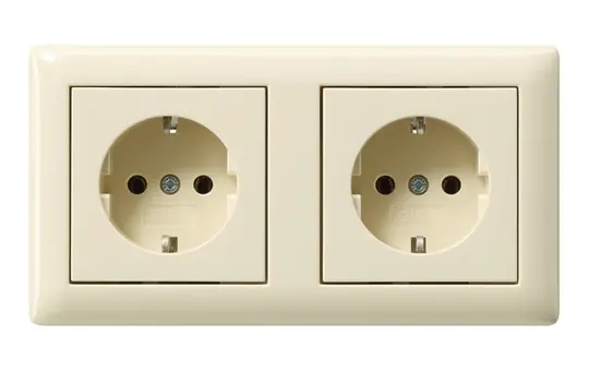 GIRA 479301 SCHUKO-Steckdose kompl. System 55 2-fach | cremeweiß glänzend