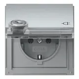 GIRA 456965 beschr. SCHUKO-Steckdose TX_44 Klappdeckel, gleiche Schlösser | alu