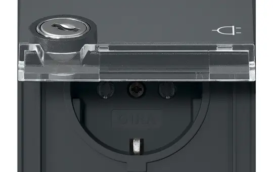 GIRA 446767 beschr. SCHUKO-Steckdose TX_44 Klappdeckel, versch. Schlösser | anthrazit
