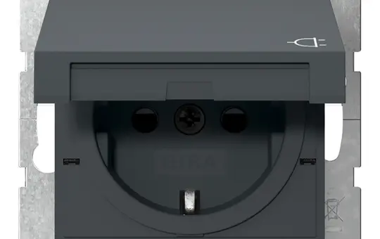 GIRA 441428 SCHUKO-Steckdose System 55 Berührungsschutz, Klappdeckel | anthrazit