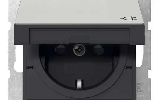 GIRA 4414600 SCHUKO-Steckdose System 55 Berührungsschutz, Klappdeckel | edelstahl