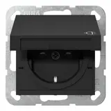GIRA 4414005 SCHUKO-Steckdose System 55 Berührungsschutz, Klappdeckel | schwarz matt