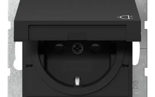 GIRA 4414005 SCHUKO-Steckdose System 55 Berührungsschutz, Klappdeckel | schwarz matt