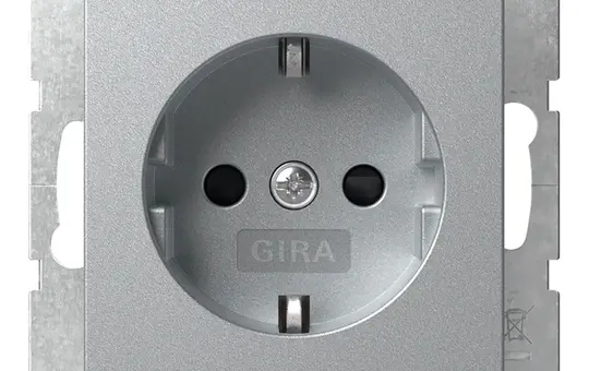GIRA 475526 SCHUKO-Steckdose System 55 Berührungsschutz, ohne Krallen | alu