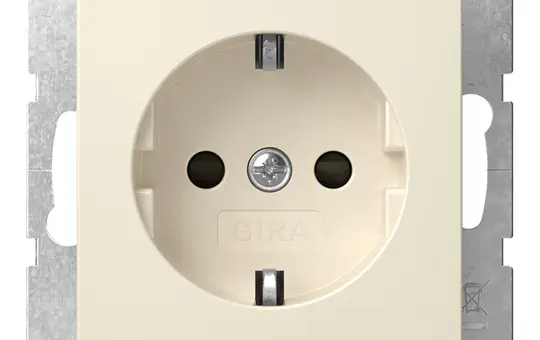 GIRA 475501 SCHUKO-Steckdose System 55 Berührungsschutz, ohne Krallen | cremeweiß glänzend