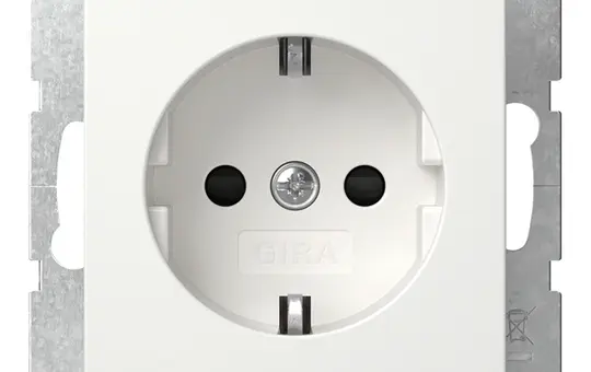 GIRA 475503 SCHUKO-Steckdose System 55 Berührungsschutz, ohne Krallen | reinweiß glänzend