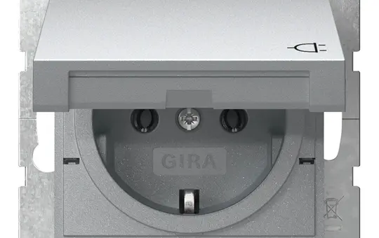 GIRA 445426 SCHUKO-Steckdose System 55 Klappdeckel | alu