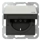 GIRA 4454600 SCHUKO-Steckdose System 55 Klappdeckel | edelstahl