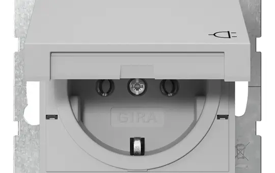 GIRA 4454015 SCHUKO-Steckdose System 55 Klappdeckel | grau matt