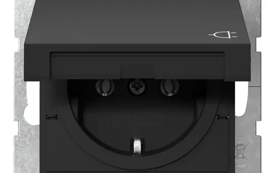 GIRA 4454005 SCHUKO-Steckdose System 55 Klappdeckel | schwarz matt