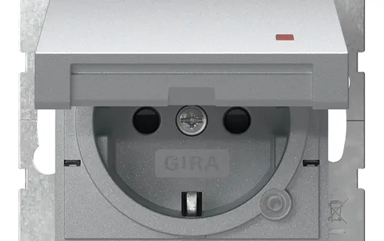GIRA 455226 SCHUKO-Steckdose System 55 Kontrolllicht, Berührungsschutz, Klappd. | alu