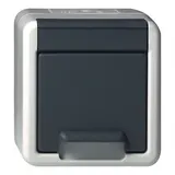 GIRA 444030 SCHUKO-Steckdose WG AP 1-fach, Klappdeckel, o. Krallen | grau