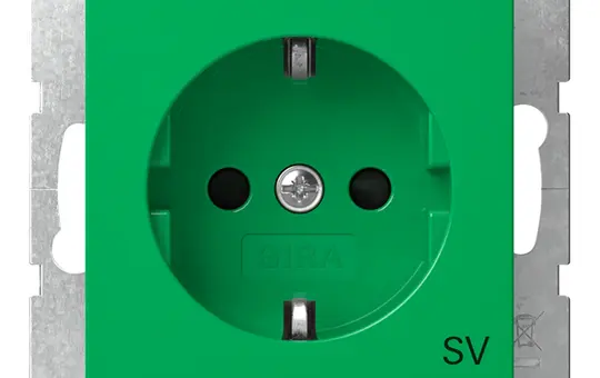 GIRA 4453107 EDV-Steckdose System 55 SV, Berührungsschutz | grün