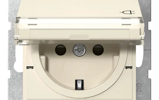GIRA 455701 beschr. SCHUKO-Steckdose System 55 Berührungsschutz, Klappdeckel | cremeweiß glänzend