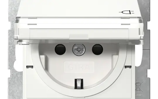 GIRA 455703 beschr. SCHUKO-Steckdose System 55 Berührungsschutz, Klappdeckel | reinweiß glänzend