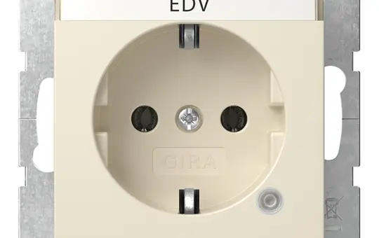 GIRA 445201 beschr. SCHUKO-Steckdose System 55 Kontrolllicht | cremeweiß glänzend