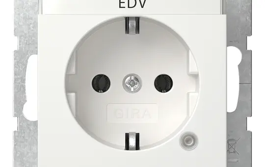 GIRA 445203 beschr. SCHUKO-Steckdose System 55 Kontrolllicht | reinweiß glänzend