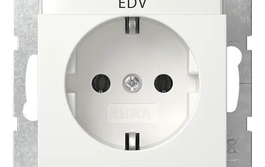 GIRA 445727 beschr. SCHUKO-Steckdose System 55 Standard | reinweiß seidenmatt