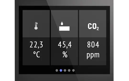 ELSNER 70822 KNX-Temperatursensor mit Display Cala Touch Temperatur, Feuchte, CO2 | schwarz