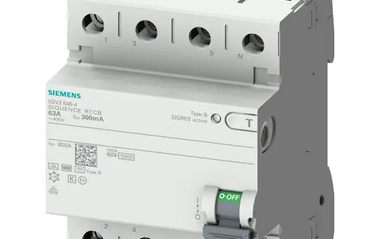 SIEMENS 5SV3346-4 FI-Schutzschalter 4-polig 30 mA Typ B 63 A