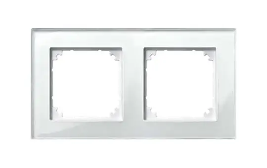 MERTEN 489219 Abdeckrahmen M-Plan Echtglas 2-fach | polarweiß glänzend
