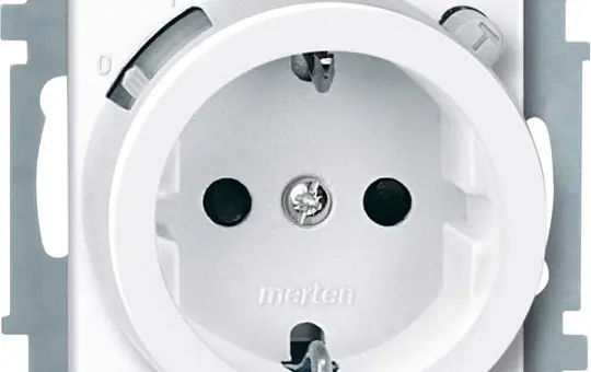 MERTEN 233825 SCHUKO-Steckdose System M FI-Schutzschalter, Berührungsschutz | aktivweiß glänzend