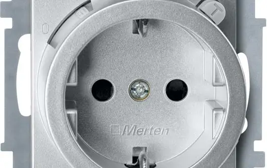 MERTEN 232860 SCHUKO-Steckdose System M FI-Schutzschalter, Berührungsschutz | aluminium