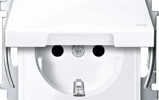 MERTEN MEG2414-0325 SCHUKO-Steckdose System M IP44, Klappdeckel, Schraubklemmen | aktivweiß glänzend