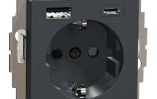 MERTEN MEG2367-0414 SCHUKO-Steckdose System M USB-A/C, 3,0 A | anthrazit