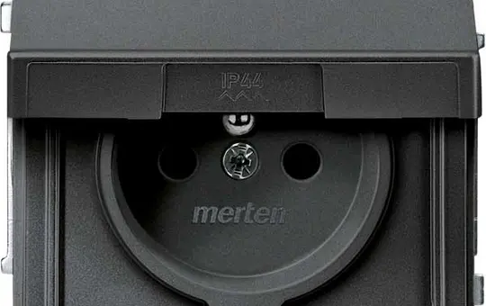 MERTEN MEG2612-7214 internationale Steckdose Aquadesign FR/BE, Klappdeckel | anthrazit