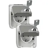 MERTEN MEG2424-8029 SCHUKO-Steckdose AQUASTAR 1-fach, gl. Schloss, 2 Stück | lichtgrau
