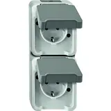 MERTEN MEG2328-8029 SCHUKO-Steckdose AQUASTAR 2-fach, senkrecht, Berührungsschutz | lichtgrau